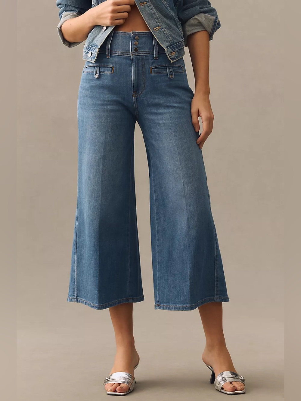 Pilcro Wide-Leg Crop Trouser Jeans